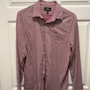 Express Red and White Gingham Casual Button Down Shirt